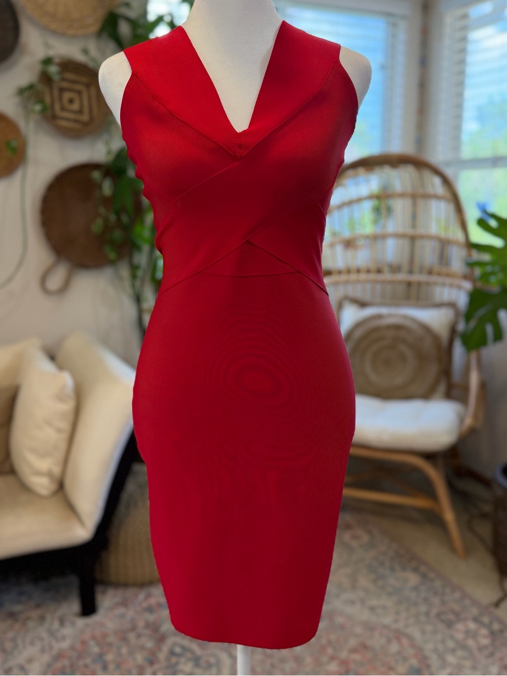 Red Bandage Bodycon Cocktail Dress Sweetheart Neck Sexy Evening Y2K 90’s Club L